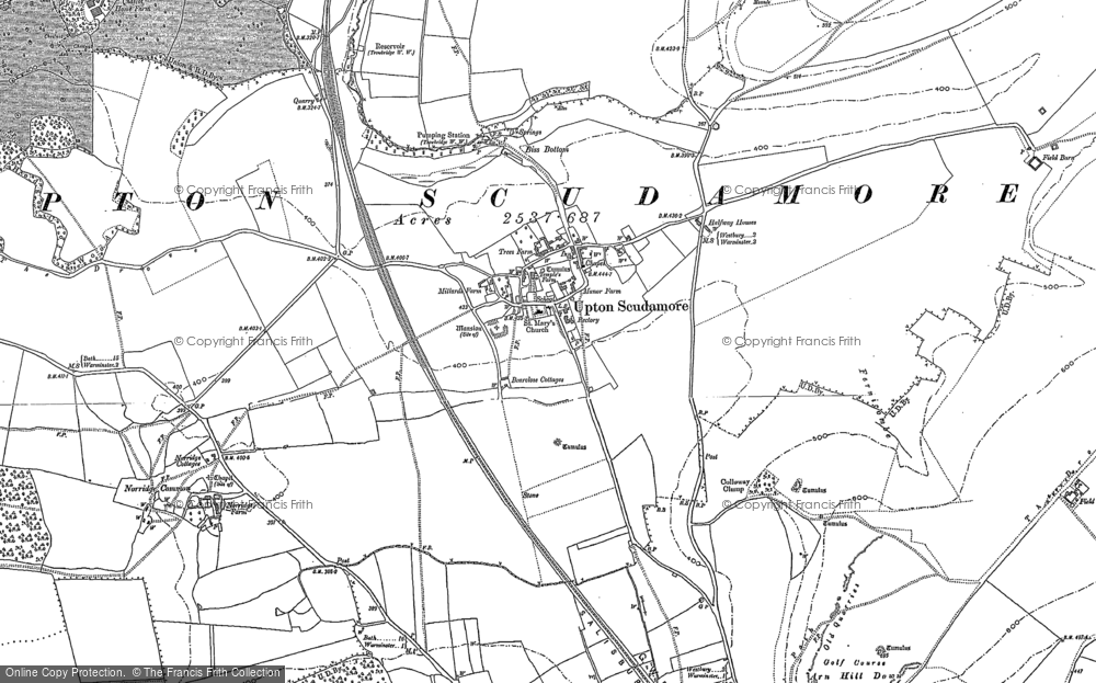 Old Map of Historic Map covering Biss Bottom in 1922