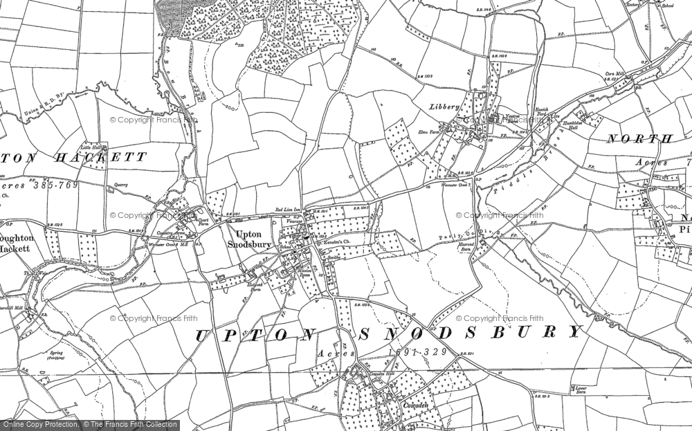 Old Map of Upton Snodsbury, 1884 in 1884