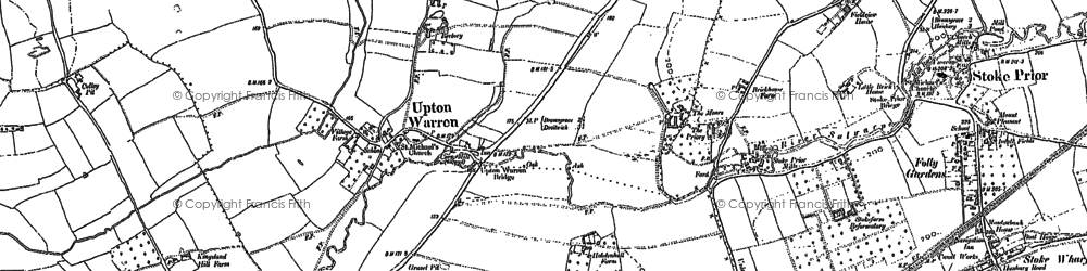 Old map of Upton Warren in 1883