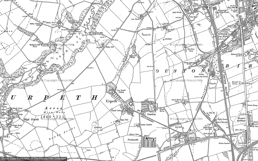 Old Map of Urpeth, 1895 in 1895