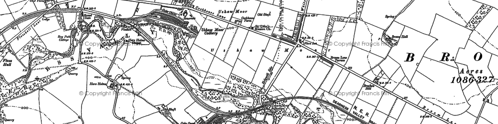 Old map of Ushaw Moor in 1895