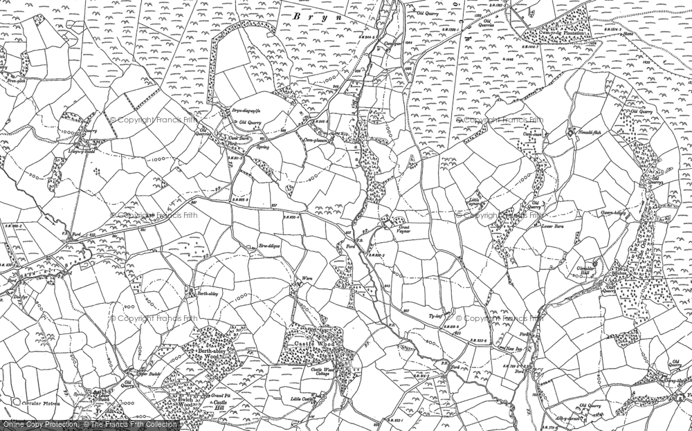 Old Map of Historic Map covering Beili-Neuadd in 1888