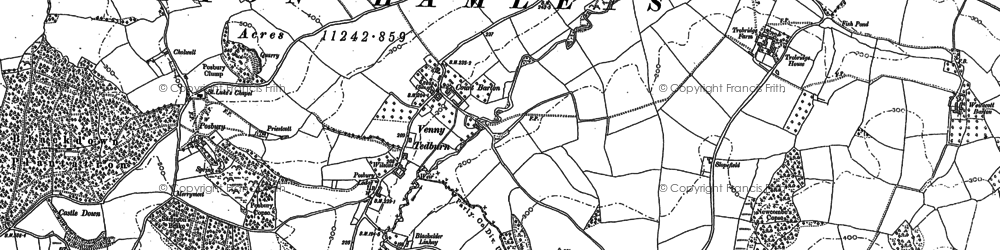 Old map of Venny Tedburn in 1886