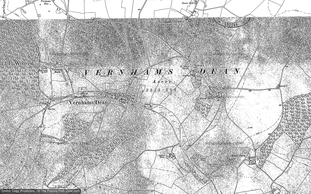 Old Map of Historic Map covering Vernham Bank in 1909