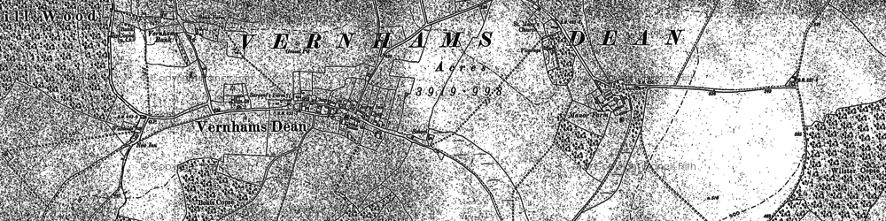 Old map of Vernham Dean in 1909