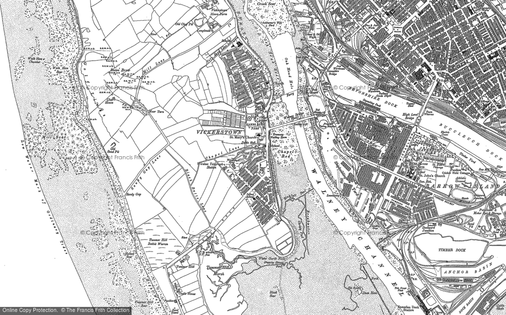 Old Map of Historic Map covering Biggar Sands in 1910