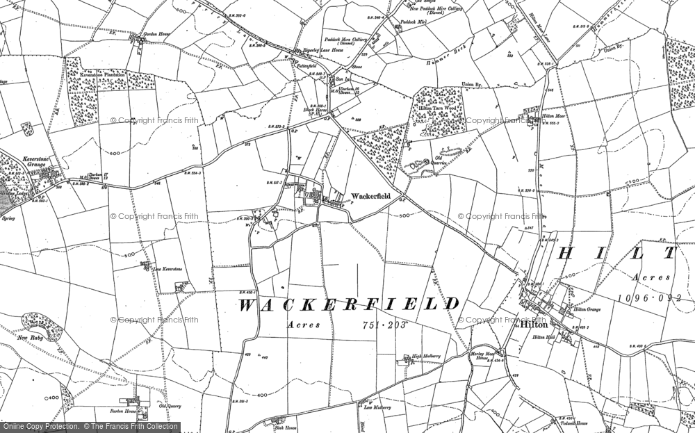 Old Map of Wackerfield, 1896 in 1896