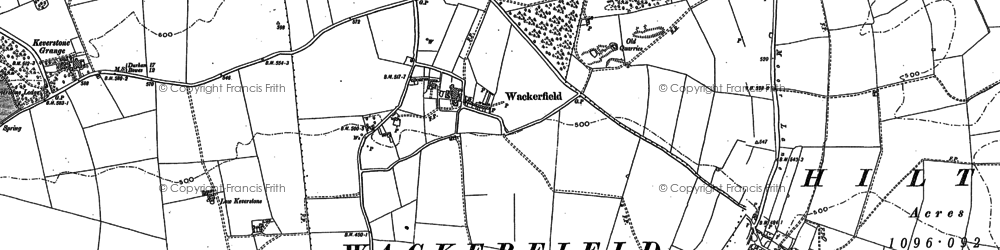 Old map of Wackerfield in 1896