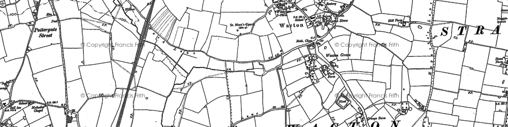 Old map of Wacton in 1883