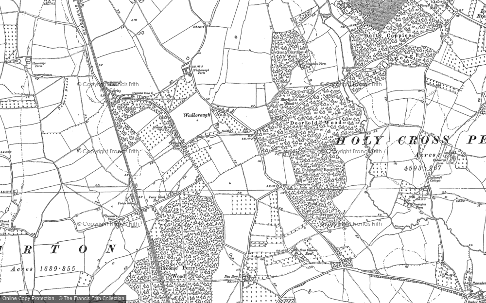 Old Map of Wadborough, 1884 in 1884