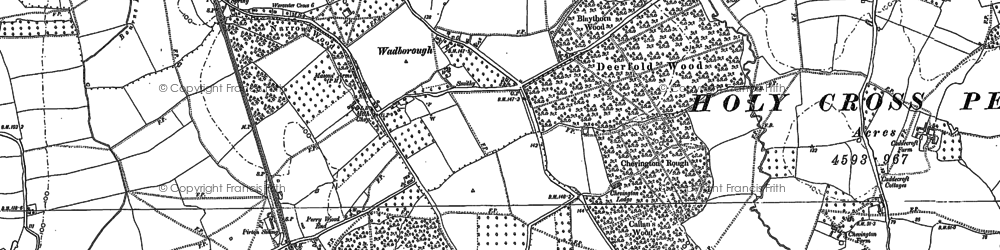 Old map of Wadborough in 1884