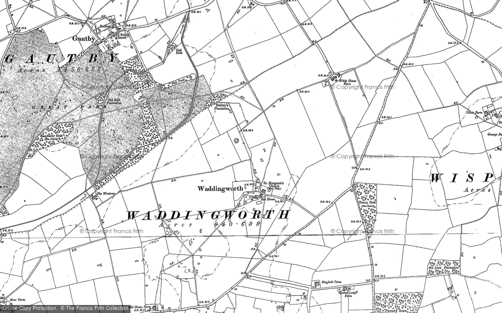 Old Map of Waddingworth, 1886 in 1886