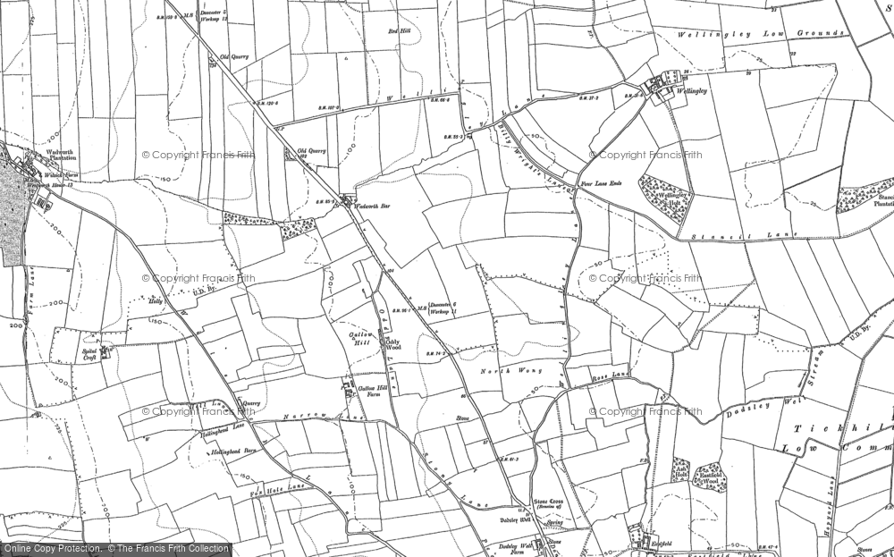 Old Map of Wadworth Bar, 1891 - 1901 in 1891