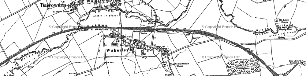 Old map of Wakerley in 1899