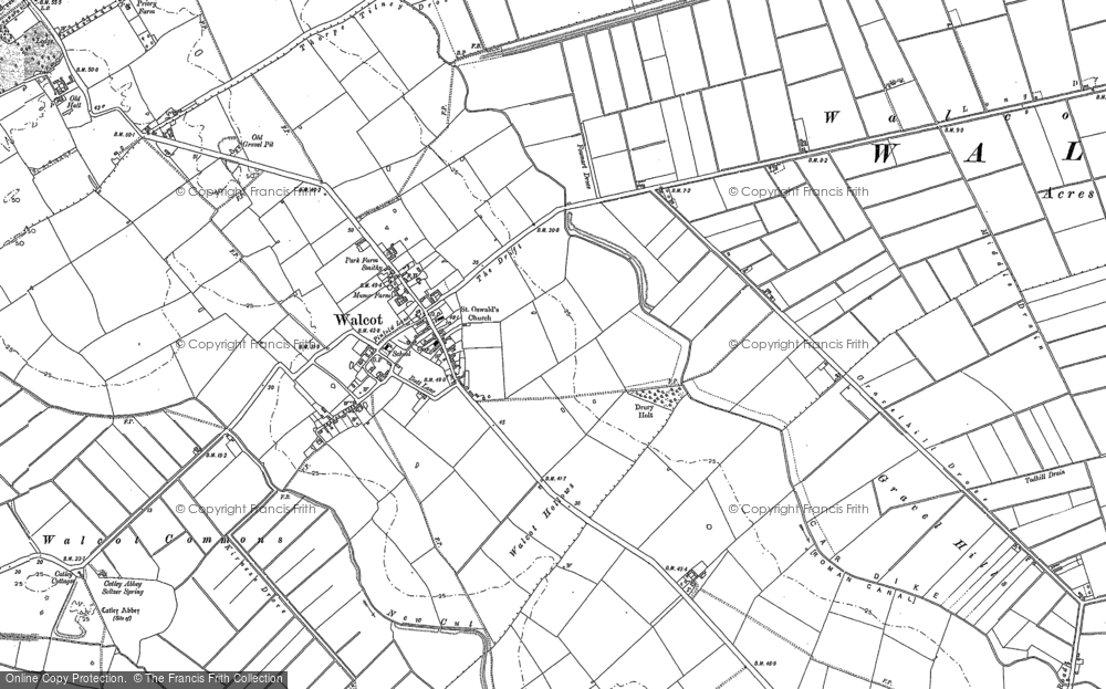 Old Map of Historic Map covering Billinghay Fen in 1887