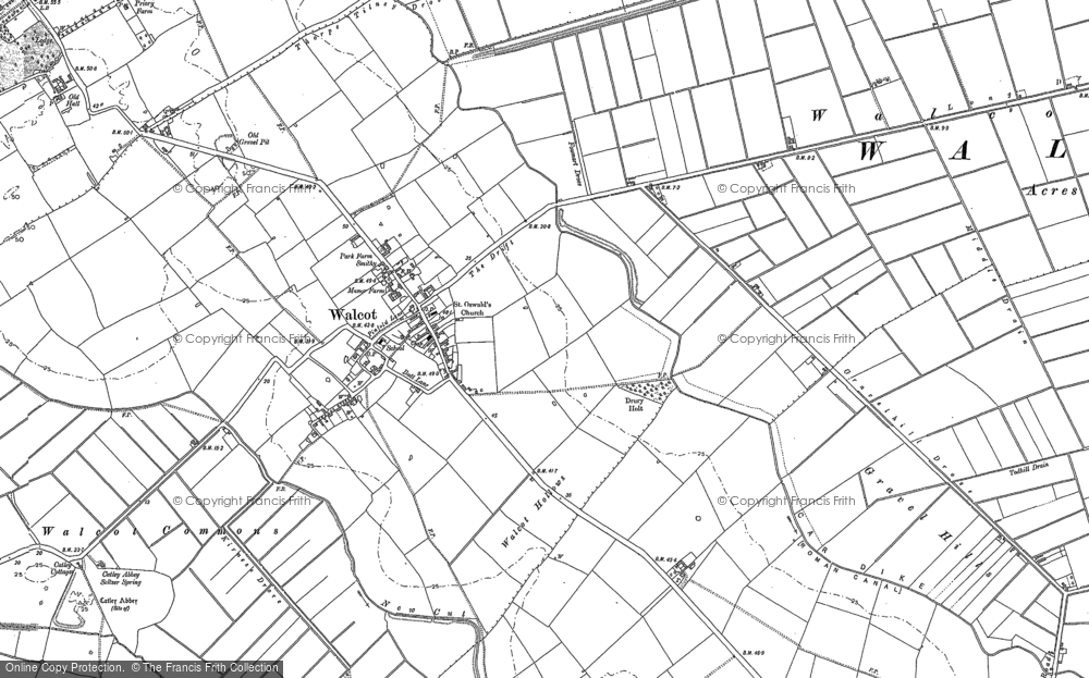 Old Map of Historic Map covering Digby Fen in 1887