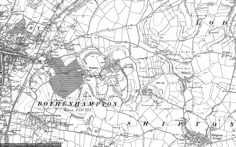 Old Map of Historic Map covering Bonscombe in 1901