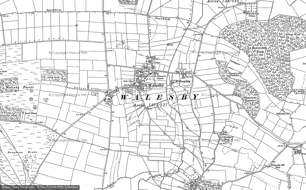 Old Map of Walesby, 1883 - 1884 in 1883
