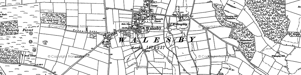 Old map of Walesby in 1883