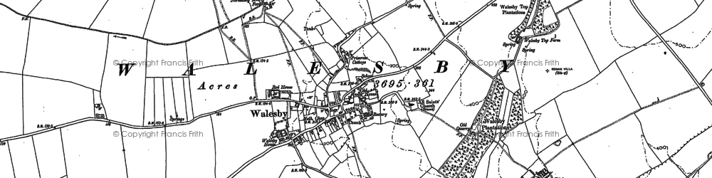Old map of Walesby in 1886