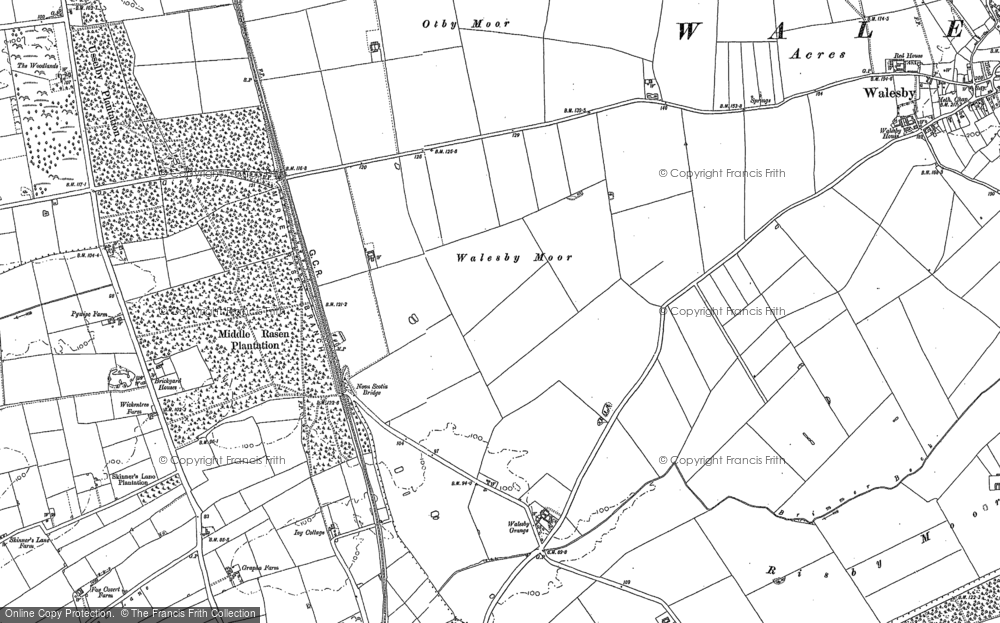 Old Map of Historic Map covering Willingham Forest in 1886