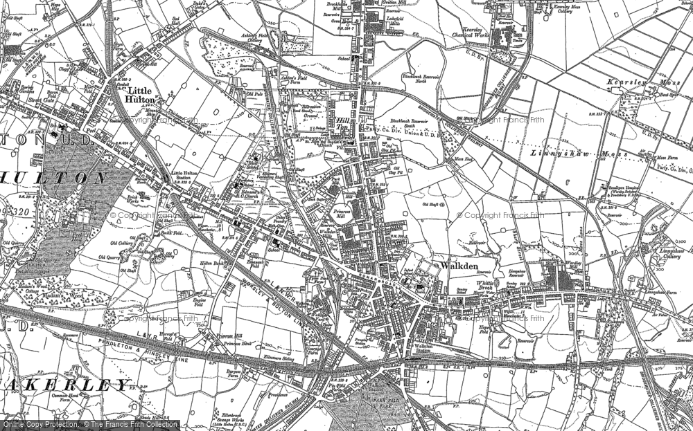 Old Map of Historic Map covering Linnyshaw in 1891