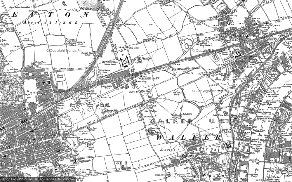 Old Map of Walkergate, 1895 in 1895