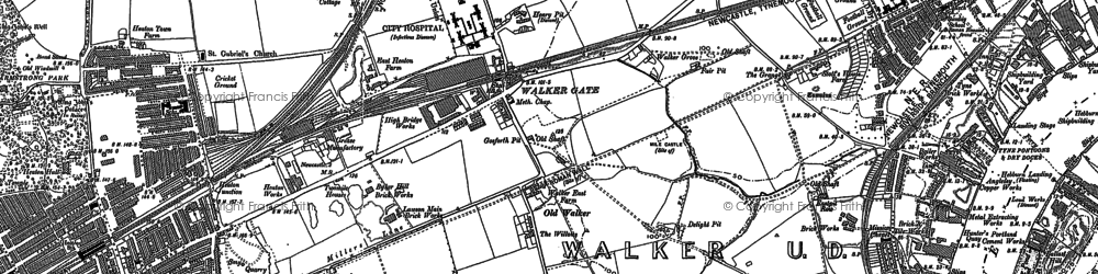 Old map of Walkergate in 1895