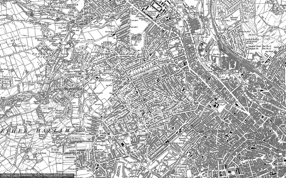 Old Map of Historic Map covering Crookes in 1890