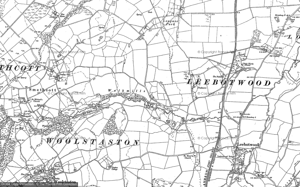 Old Map of Walkmills, 1882 in 1882