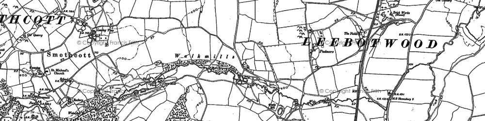 Old map of Walkmills in 1882
