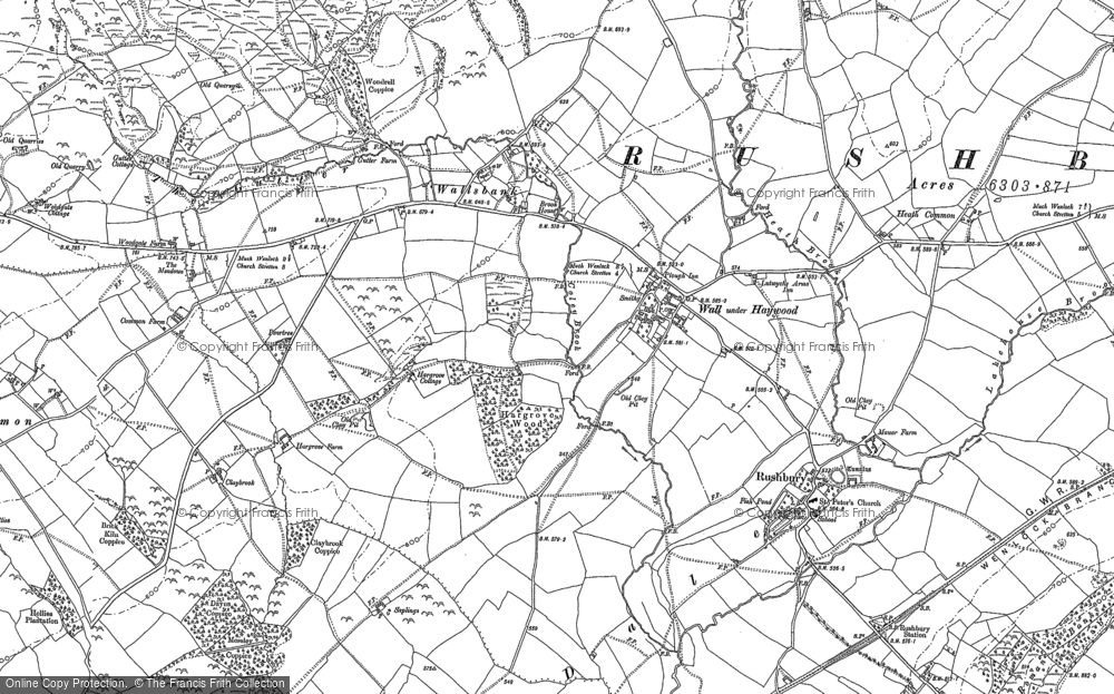 Old Map of Wall under Heywood, 1882 in 1882
