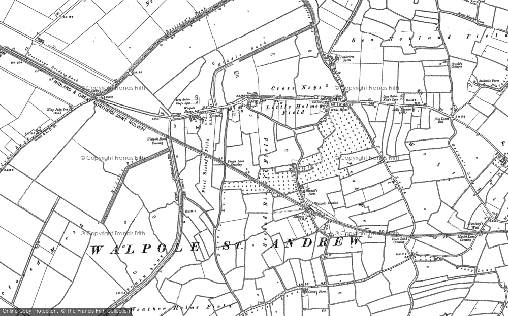 Old Map of Walpole Cross Keys, 1904 in 1904