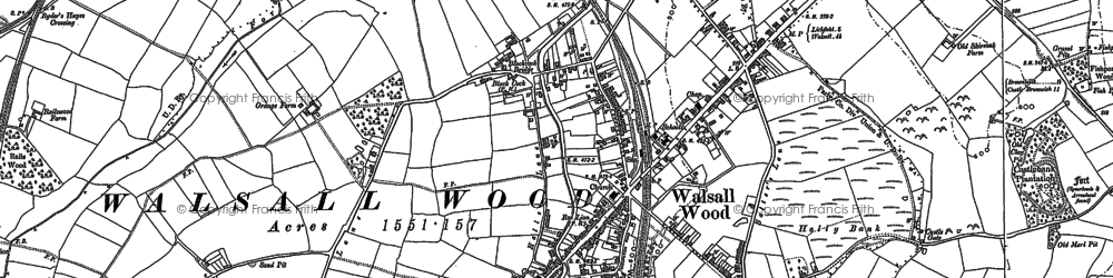 Old map of Walsall Wood in 1883