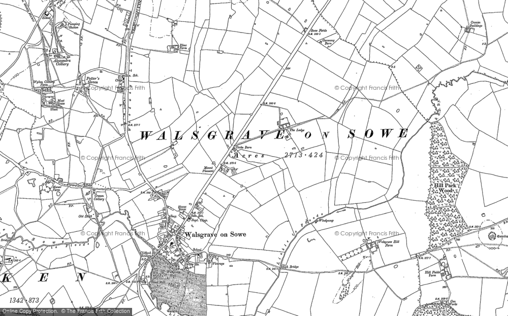 Old Map of Walsgrave on Sowe, 1886 in 1886