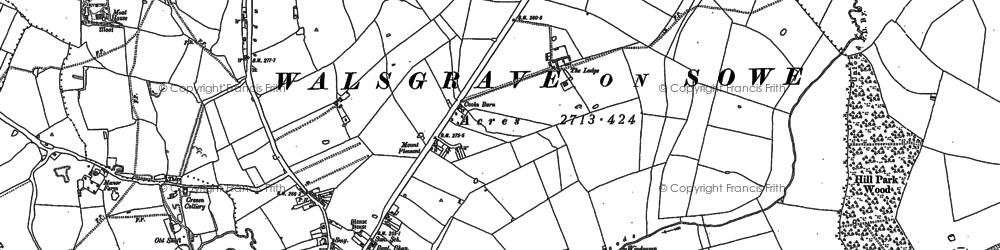 Old map of Walsgrave on Sowe in 1886