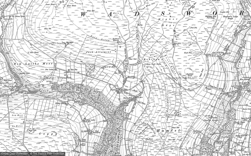 Old Map of Historic Map covering Withins Height in 1892