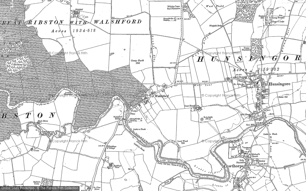 Old Map of Walshford, 1892 in 1892