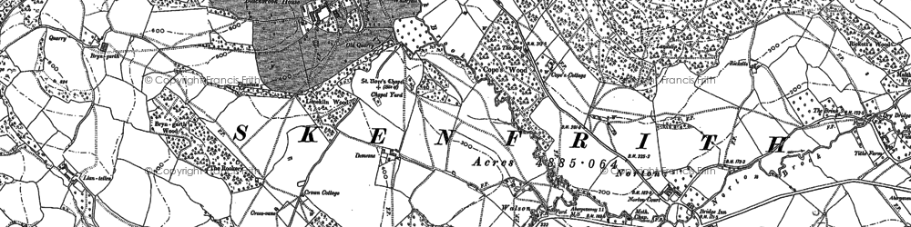 Old map of Blackbrook Ho in 1900