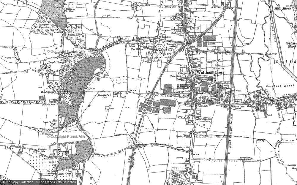 Old Map of Historic Map covering Bury Green in 1912
