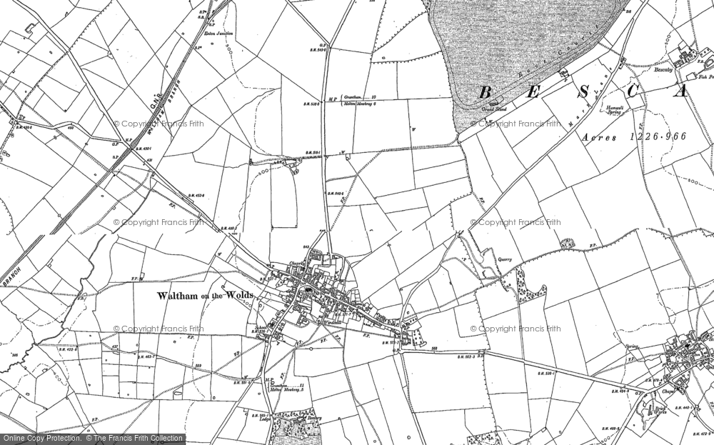 Old Map of Waltham on the Wolds, 1884 in 1884
