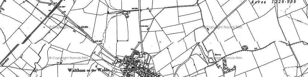 Old map of Waltham on the Wolds in 1884