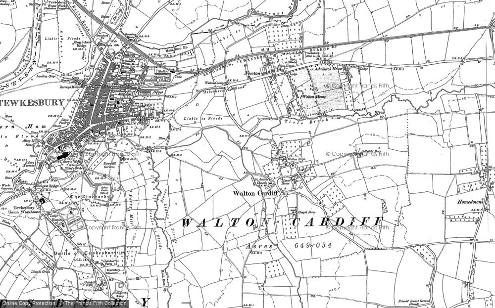Old Map of Historic Map covering Priors Park in 1883