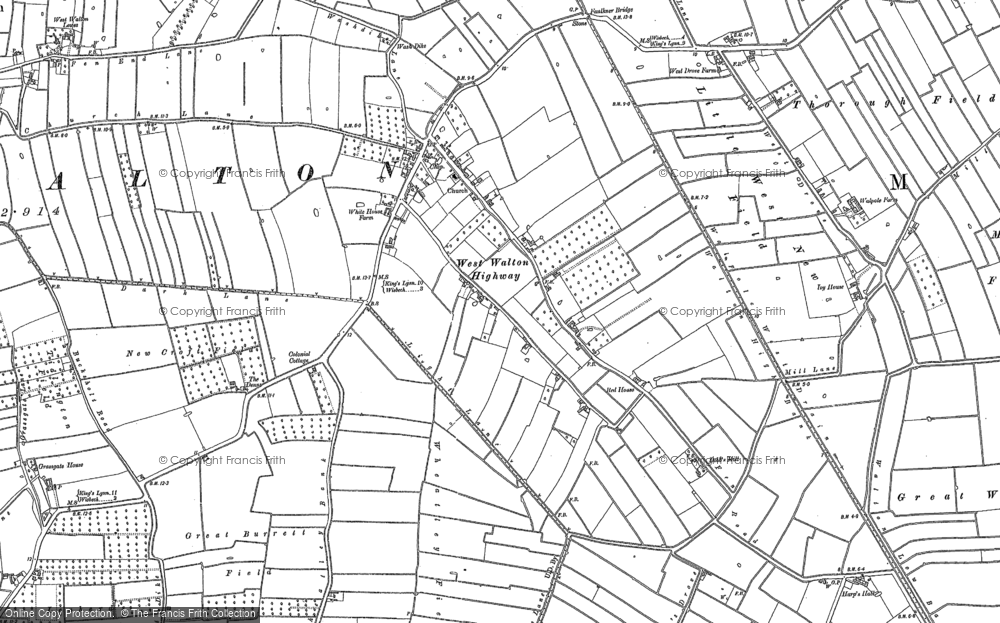 Old Map of Walton Highway, 1886 - 1901 in 1886