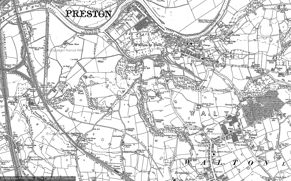 Old Map of Walton Le Dale, 1892 in 1892