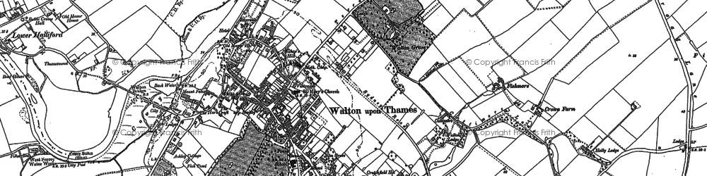 Old map of Walton-on-Thames in 1895