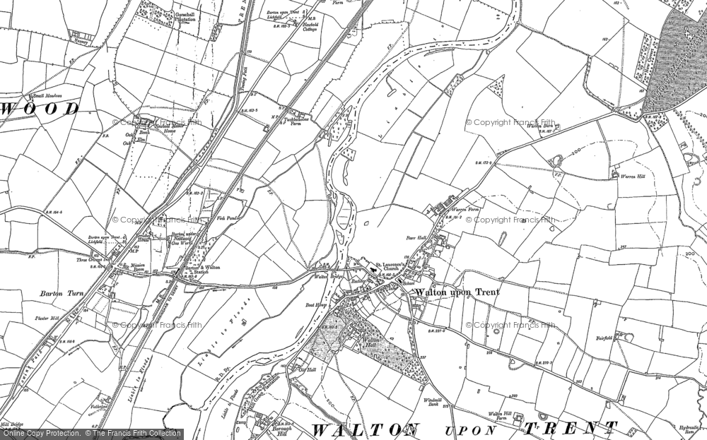 Old Map of Historic Map covering Barton Turn in 1882