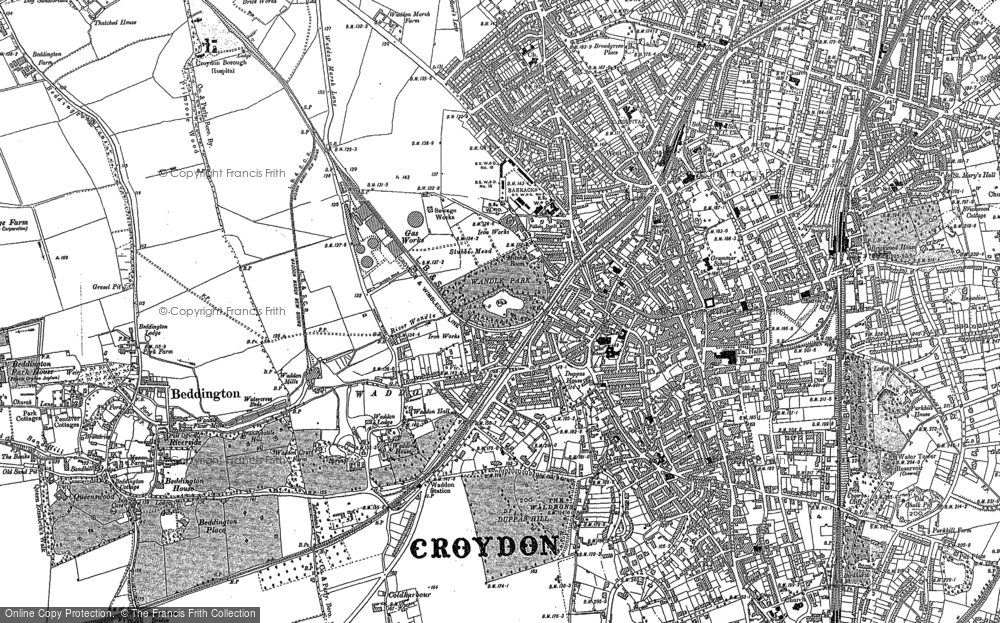 Old Map of Historic Map covering Broad Green in 1895