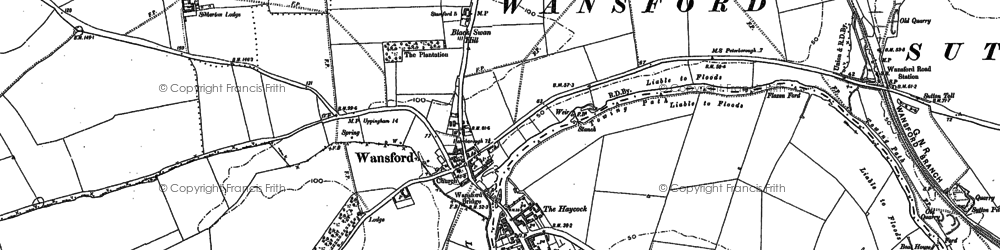 Old map of Wansford in 1885