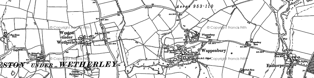 Old map of Wappenbury in 1886